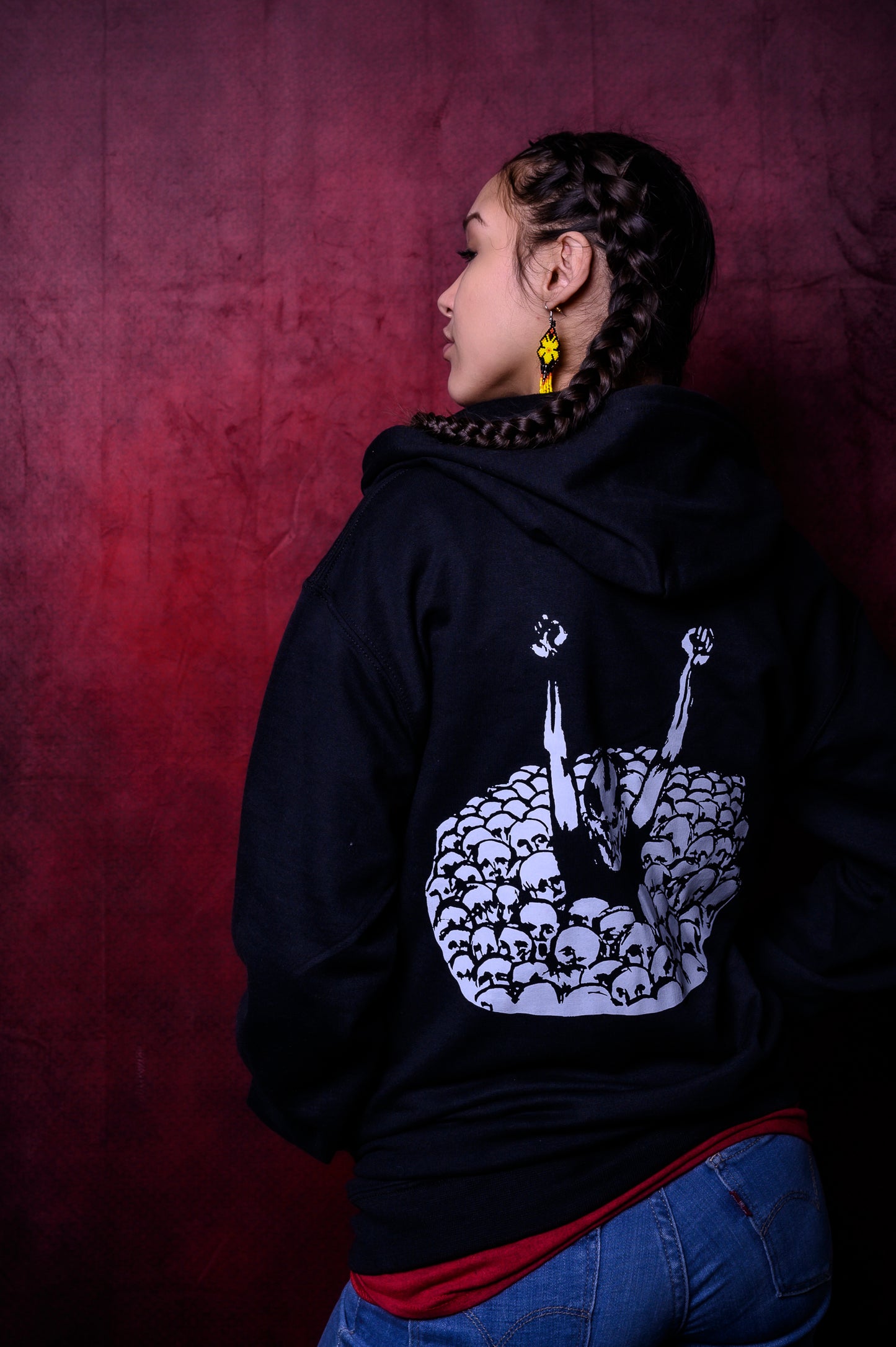 Warrior Zipper Hoodie | Black x White